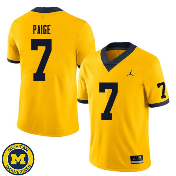 Men University of Michigan #7 Makari Paige Yellow High School Jersey